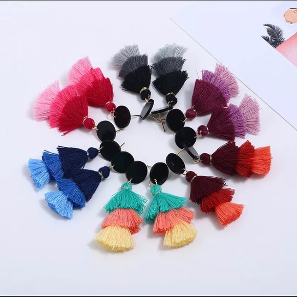 🔥Drop & Dangle Purple 3 Layer Tiered Earrings NWT - Picture 6 of 9